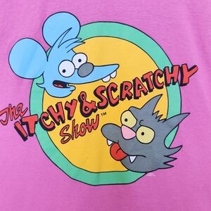 The Simpsons Itchy & Scratchy Show Adult Unisex Hot Pink Short Sleeve T- Shirt M